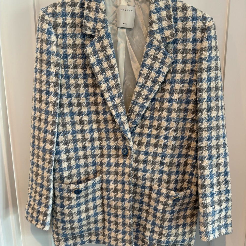 Sandro Caliana Houndstooth Blazer, US Sz 6/FR Sz 38 NWT